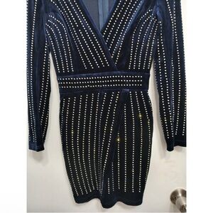 Windsor Navy Long Sleeve Studded Dress